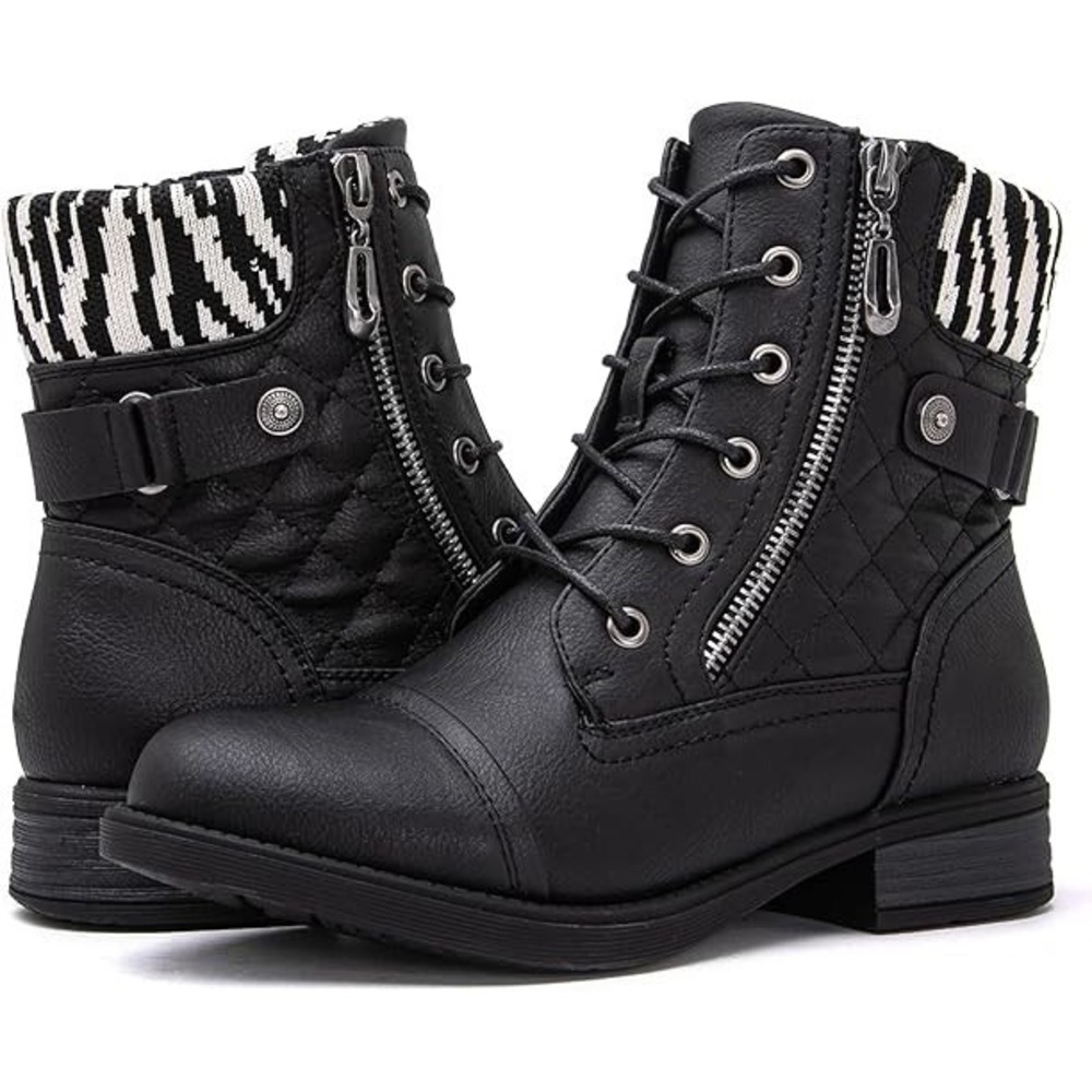 Women's Ankle Boots Fashion Combat Boots Fall Comfortable Low Heel Size 9.5 New